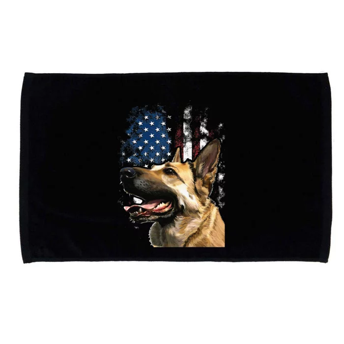 Patriotic German Shepherd American Flag 4th of July Microfiber Hand Towel