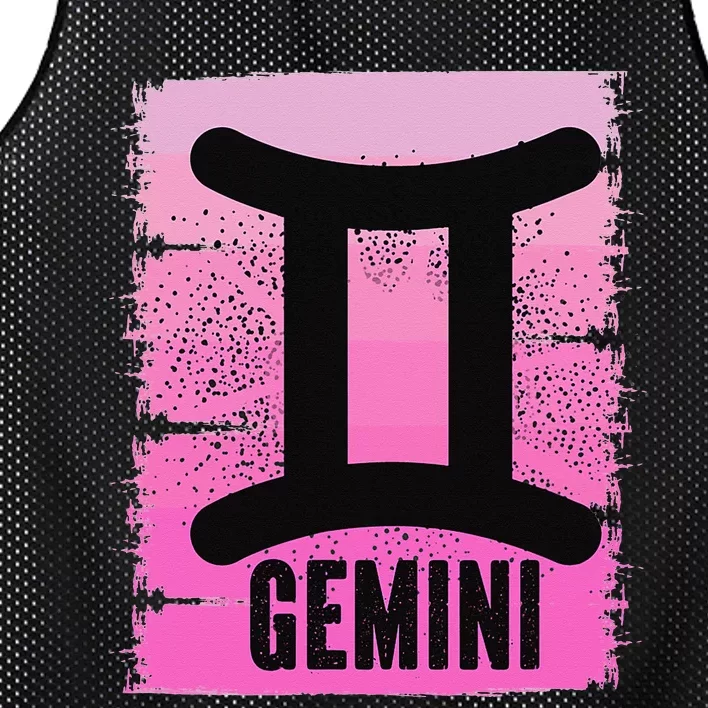 Pink Gemini Symbol May Birthday Born In June Zodiac Sign Mesh Reversible Basketball Jersey Tank