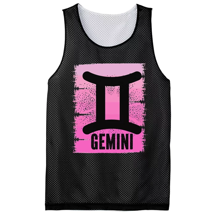 Pink Gemini Symbol May Birthday Born In June Zodiac Sign Mesh Reversible Basketball Jersey Tank