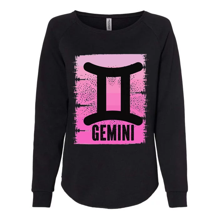 Pink Gemini Symbol May Birthday Born In June Zodiac Sign Womens California Wash Sweatshirt