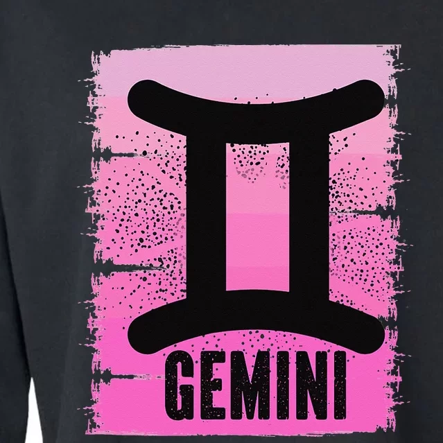 Pink Gemini Symbol May Birthday Born In June Zodiac Sign Cropped Pullover Crew