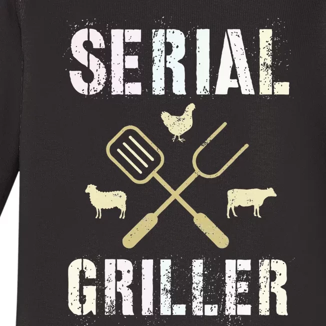 Pitmaster Grilling Serial Griller Pit Grandpa Brisket Patio Baby Long Sleeve Bodysuit