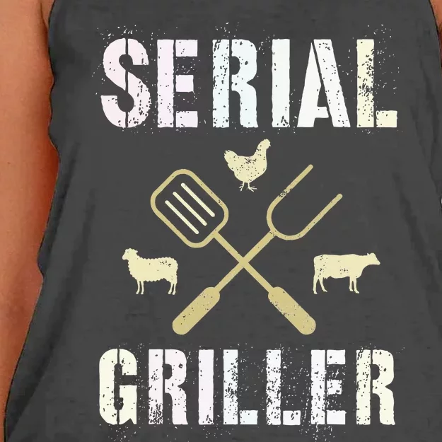 Pitmaster Grilling Serial Griller Pit Grandpa Brisket Patio Women's Knotted Racerback Tank