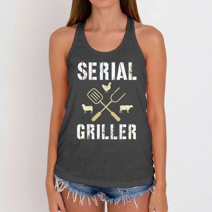 Pitmaster Grilling Serial Griller Pit Grandpa Brisket Patio Women's Knotted Racerback Tank