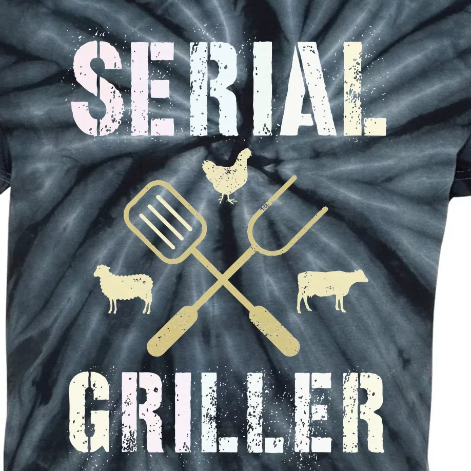 Pitmaster Grilling Serial Griller Pit Grandpa Brisket Patio Kids Tie-Dye T-Shirt