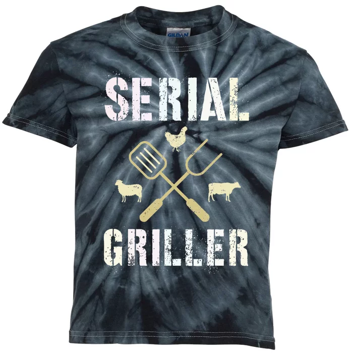 Pitmaster Grilling Serial Griller Pit Grandpa Brisket Patio Kids Tie-Dye T-Shirt