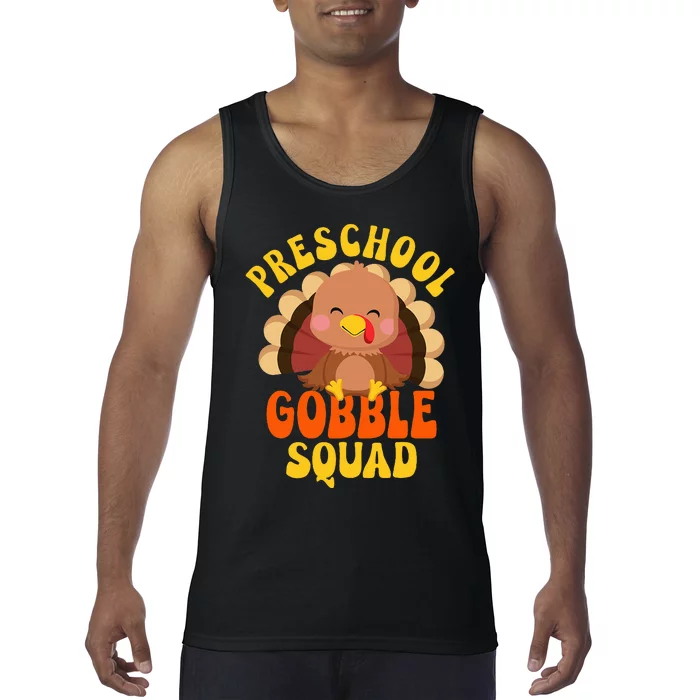 Preschool Gobble Squad Turkey Happy Thanksgiving Tank Top