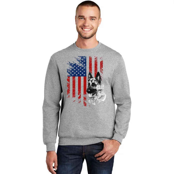 Patriotic German Shepherd USA American Flag Dog Pet Tall Sweatshirt