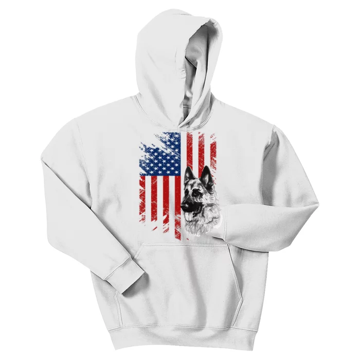 Patriotic German Shepherd USA American Flag Dog Pet Kids Hoodie