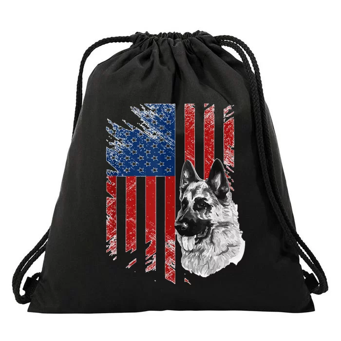 Patriotic German Shepherd Usa American Flag Dog Pet Tank Top Drawstring Bag