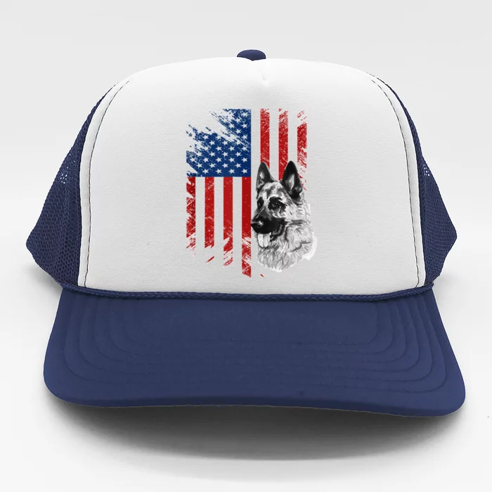 Patriotic German Shepherd Usa American Flag Dog Pet Tank Top Trucker Hat