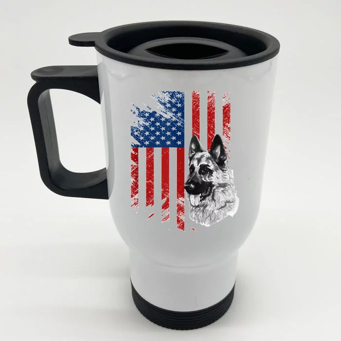 Patriotic German Shepherd Usa American Flag Dog Pet Tank Top Front & Back Stainless Steel Travel Mug