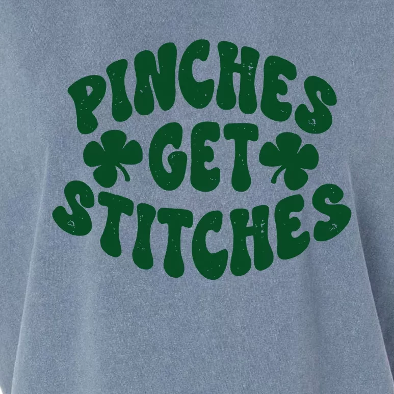 Pinches Get Stitches Funny St Patrick's Day Garment-Dyed Women's Muscle Tee