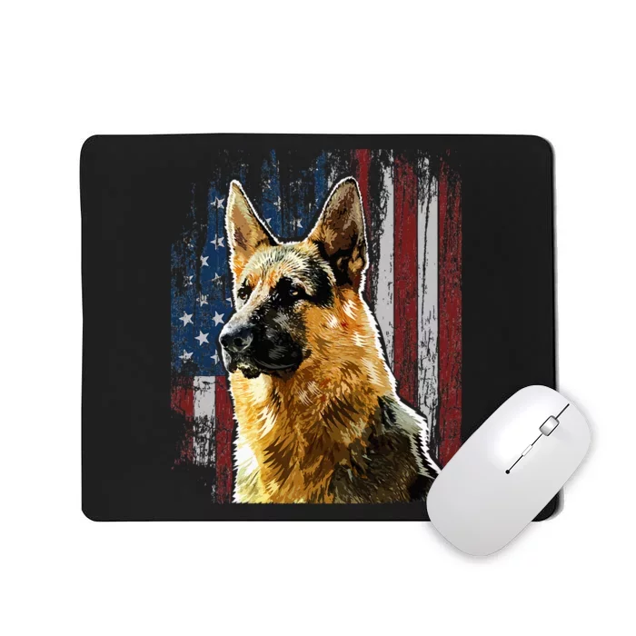 Patriotic German Shepherd American Flag Dog Gift Men Women Mousepad