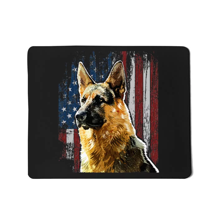 Patriotic German Shepherd American Flag Dog Gift Men Women Mousepad