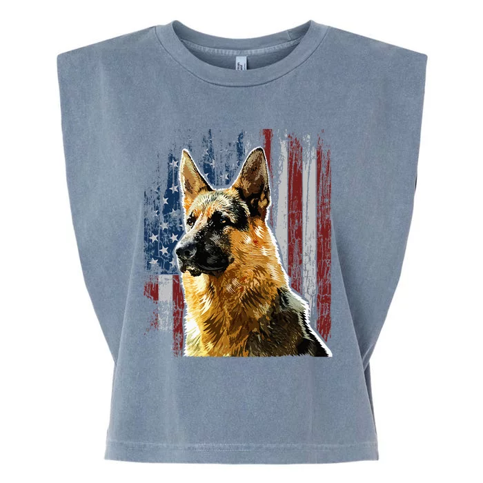 Patriotic German Shepherd American Flag Dog Gift Men Women Garment-Dyed Women's Muscle Tee