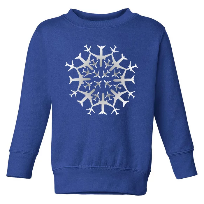 Pilot Gift Snowflake Airplanes Christmas Snow Aviation Plane Cool Gift Toddler Sweatshirt