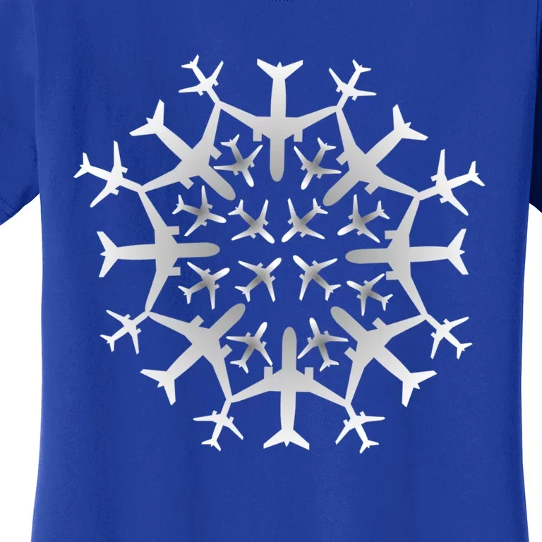 Pilot Gift Snowflake Airplanes Christmas Snow Aviation Plane Cool Gift Women's T-Shirt