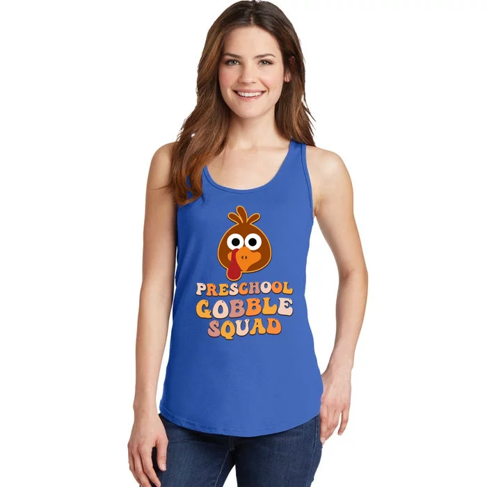 Preschool Gobble Squad Turkey Happy Thanksgiving Gift Ladies Essential Tank