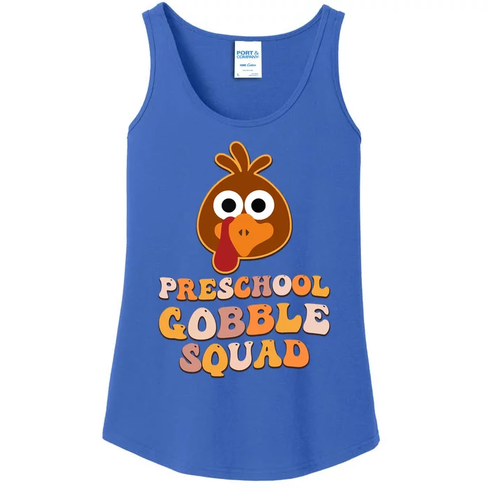 Preschool Gobble Squad Turkey Happy Thanksgiving Gift Ladies Essential Tank