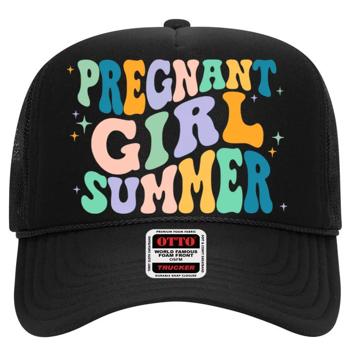 Pregnant Girl Summer Retro Pregnant Girl High Crown Mesh Trucker Hat