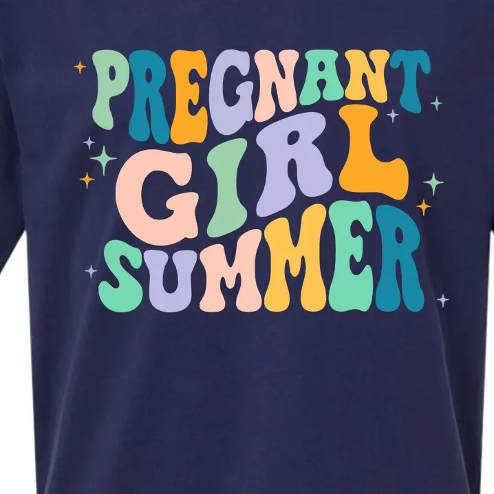 Pregnant Girl Summer Retro Pregnant Girl Sueded Cloud Jersey T-Shirt