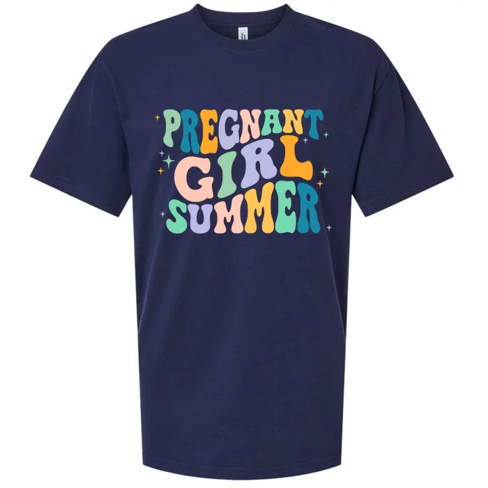 Pregnant Girl Summer Retro Pregnant Girl Sueded Cloud Jersey T-Shirt