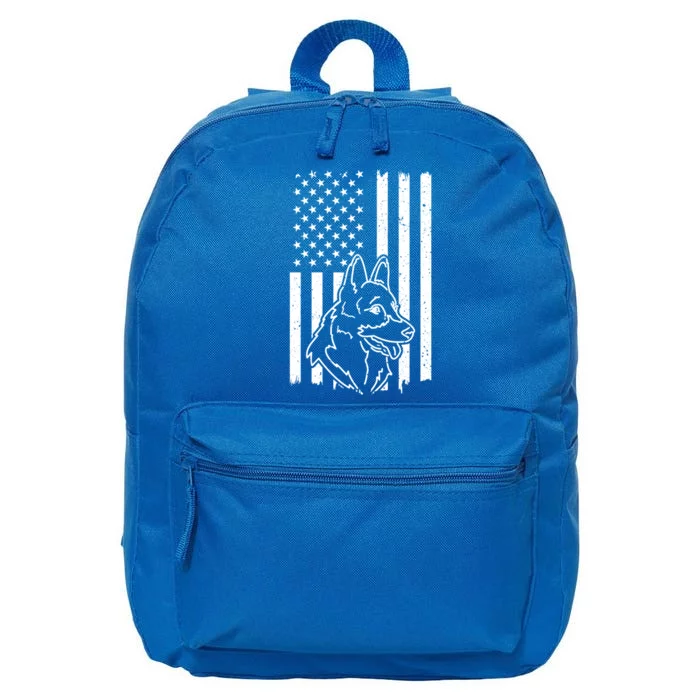 Patriotic Ger Shepherd American Flag Dog Lover Gift 16 in Basic Backpack