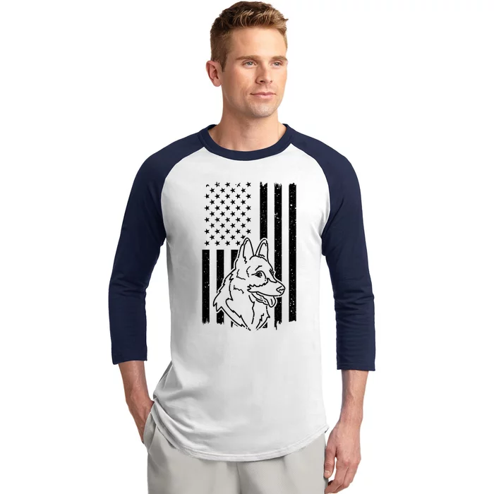 Patriotic Ger Shepherd American Flag Dog Lover Gift Baseball Sleeve Shirt