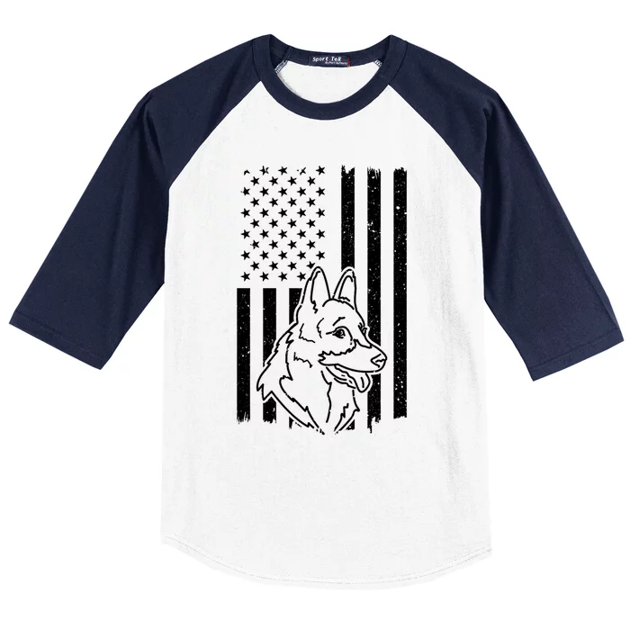 Patriotic Ger Shepherd American Flag Dog Lover Gift Baseball Sleeve Shirt