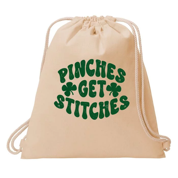 Pinches Get Stitches Funny St Patrick's Day Drawstring Bag