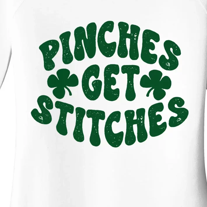 Pinches Get Stitches Funny St Patrick's Day Women's Perfect Tri Tunic Long Sleeve Shirt