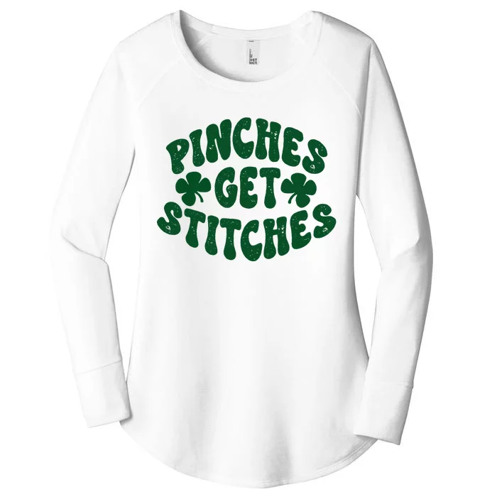 Pinches Get Stitches Funny St Patrick's Day Women's Perfect Tri Tunic Long Sleeve Shirt