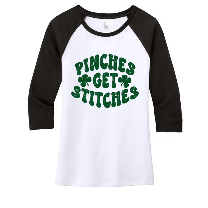 Pinches Get Stitches Funny St Patrick's Day Women's Tri-Blend 3/4-Sleeve Raglan Shirt