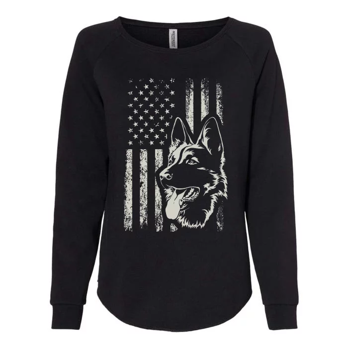 Patriotic German Shepherd AMERICAN FLAG 4th Of July Shepherd Womens California Wash Sweatshirt