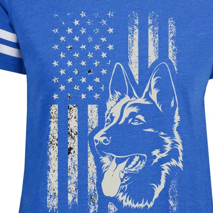 Patriotic German Shepherd AMERICAN FLAG 4th Of July Shepherd Enza Ladies Jersey Football T-Shirt