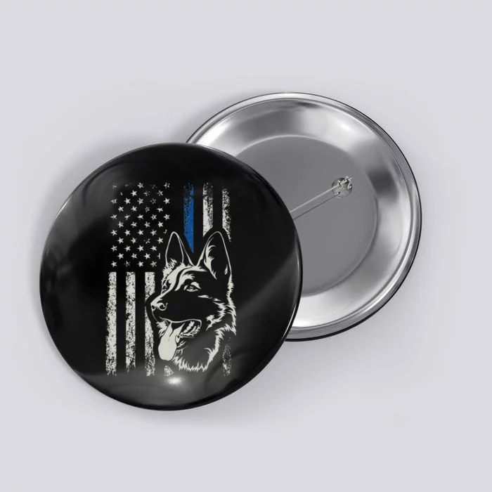 Patriotic German Shepherd K9 Unit Thin Blue Line Police Gift Button