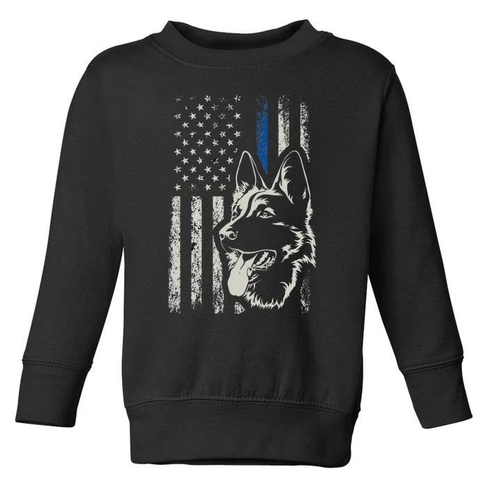 Patriotic German Shepherd K9 Unit Thin Blue Line Police Gift Toddler Sweatshirt