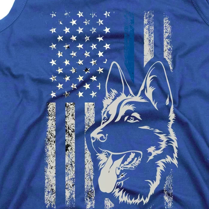 Patriotic Ger Shepherd K9 Unit Thin Blue Line Police Gift Funny Gift Tank Top