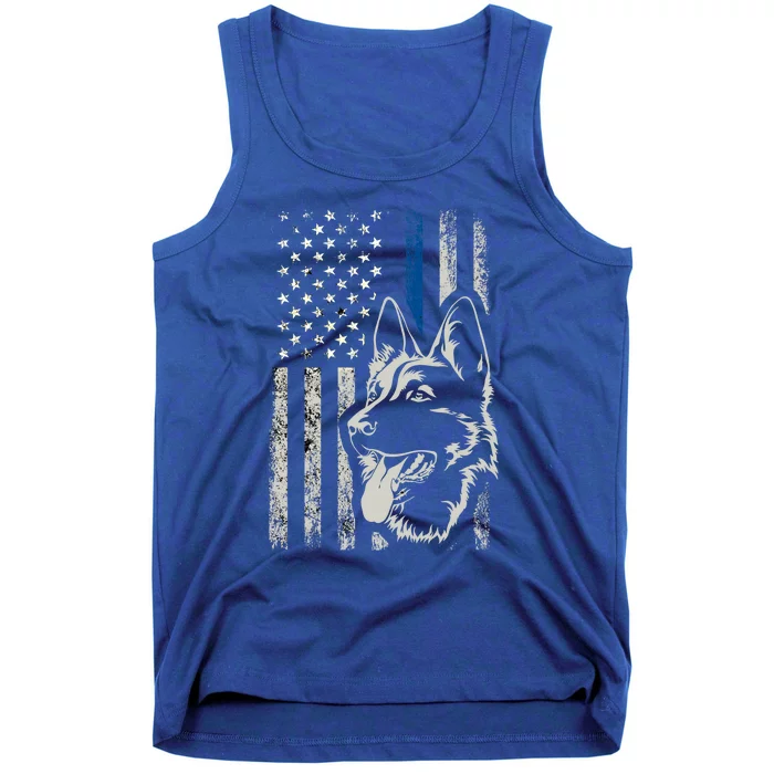 Patriotic Ger Shepherd K9 Unit Thin Blue Line Police Gift Funny Gift Tank Top