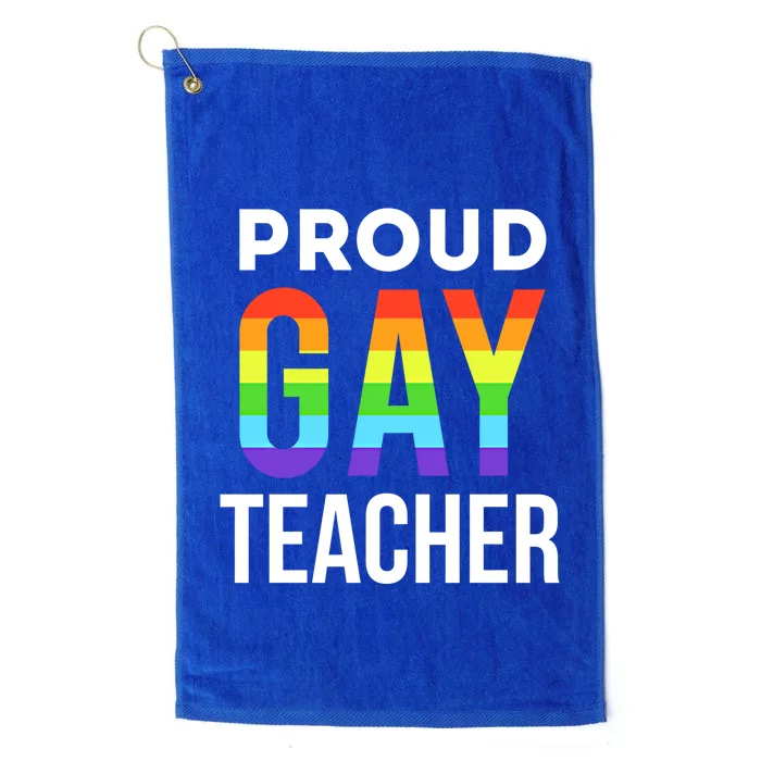 Proud Gay Teacher Lgbtq Rainbow Graduation Appreciation Cute Gift Platinum Collection Golf Towel