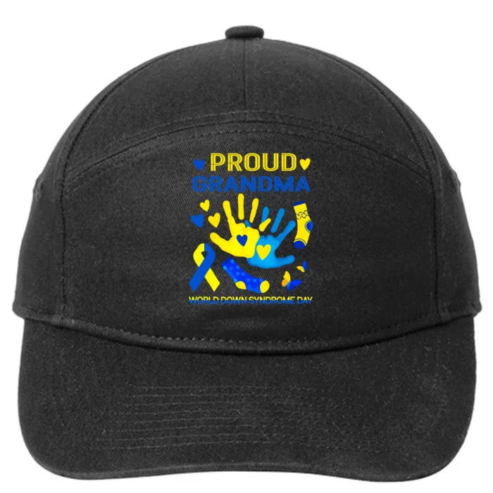 Proud Grandma T21 World Down Syndrome Awareness Day Ribbon Gift 7-Panel Snapback Hat