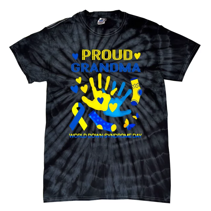 Proud Grandma T21 World Down Syndrome Awareness Day Ribbon Gift Tie-Dye T-Shirt