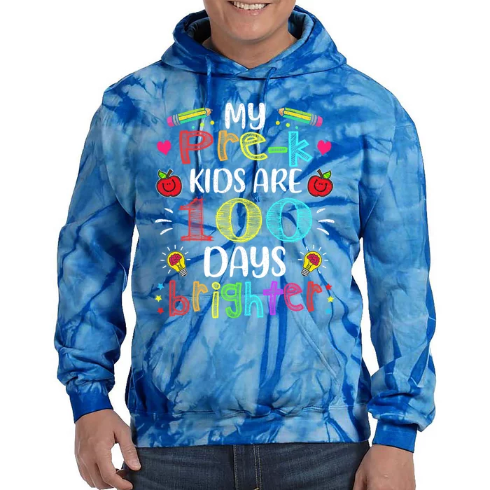 Precute Giftk Teacher 100 Days Brighter 100th Day Of School Gift Cute Gift Tie Dye Hoodie