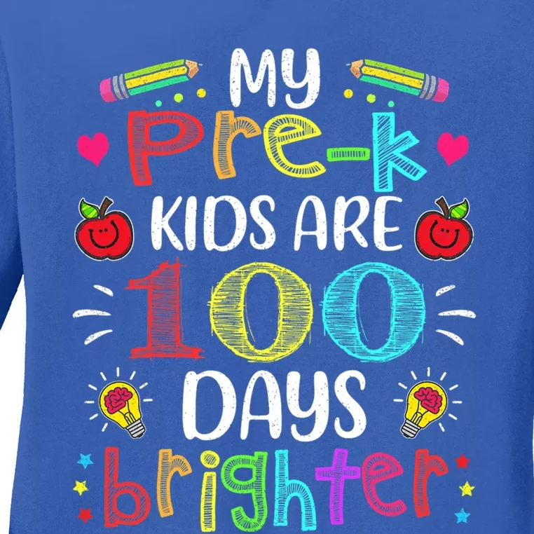 Precute Giftk Teacher 100 Days Brighter 100th Day Of School Gift Cute Gift Ladies Long Sleeve Shirt