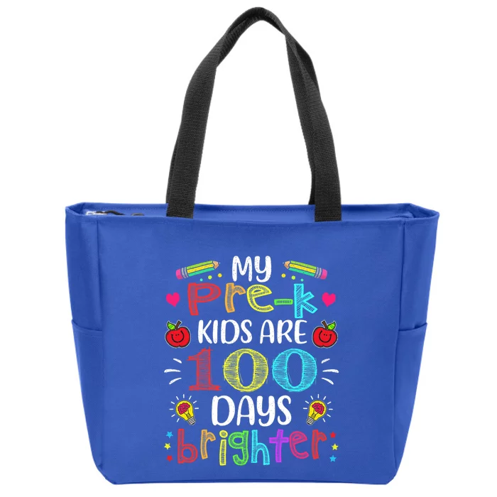 Precute Giftk Teacher 100 Days Brighter 100th Day Of School Gift Cute Gift Zip Tote Bag