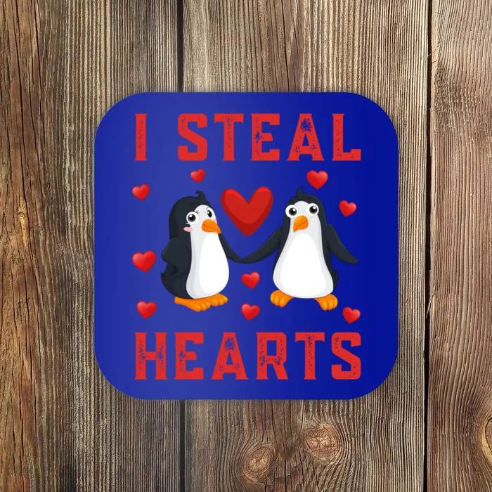 Penguin Graphic Themed I Steal Hearts Cute Valentines Day Gift Coaster