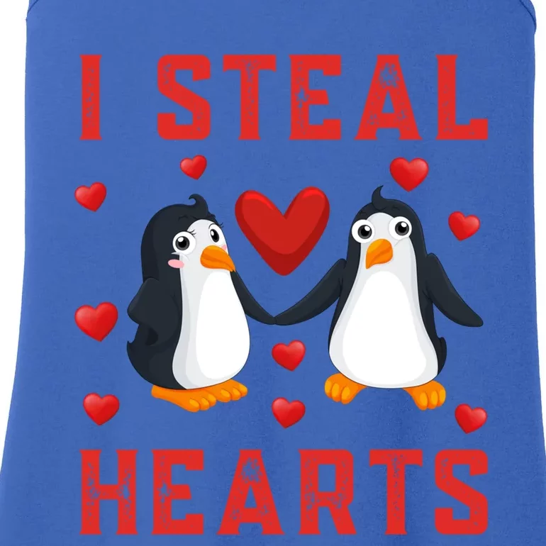 Penguin Graphic Themed I Steal Hearts Cute Valentines Day Gift Ladies Essential Tank