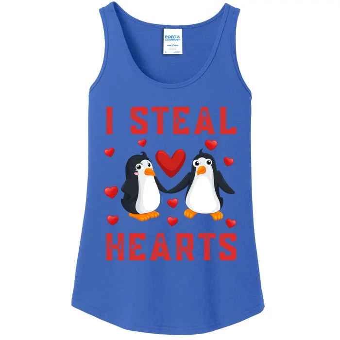 Penguin Graphic Themed I Steal Hearts Cute Valentines Day Gift Ladies Essential Tank