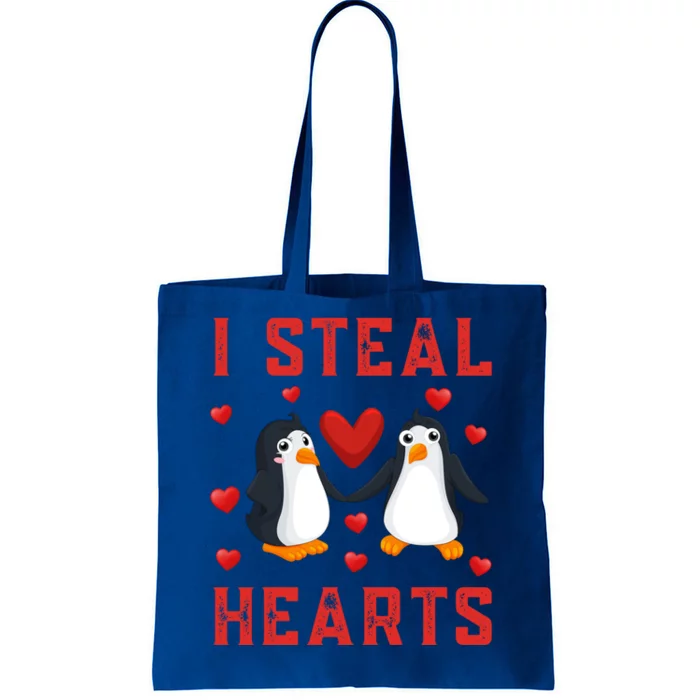 Penguin Graphic Themed I Steal Hearts Cute Valentines Day Gift Tote Bag